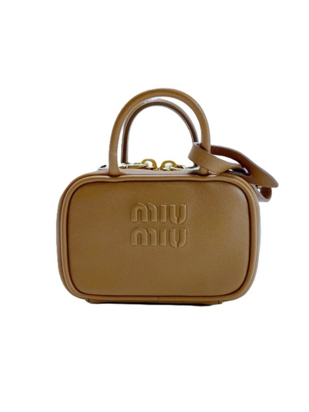 Miu Miu Beau Leather Mini Bag Micro Brown Gold